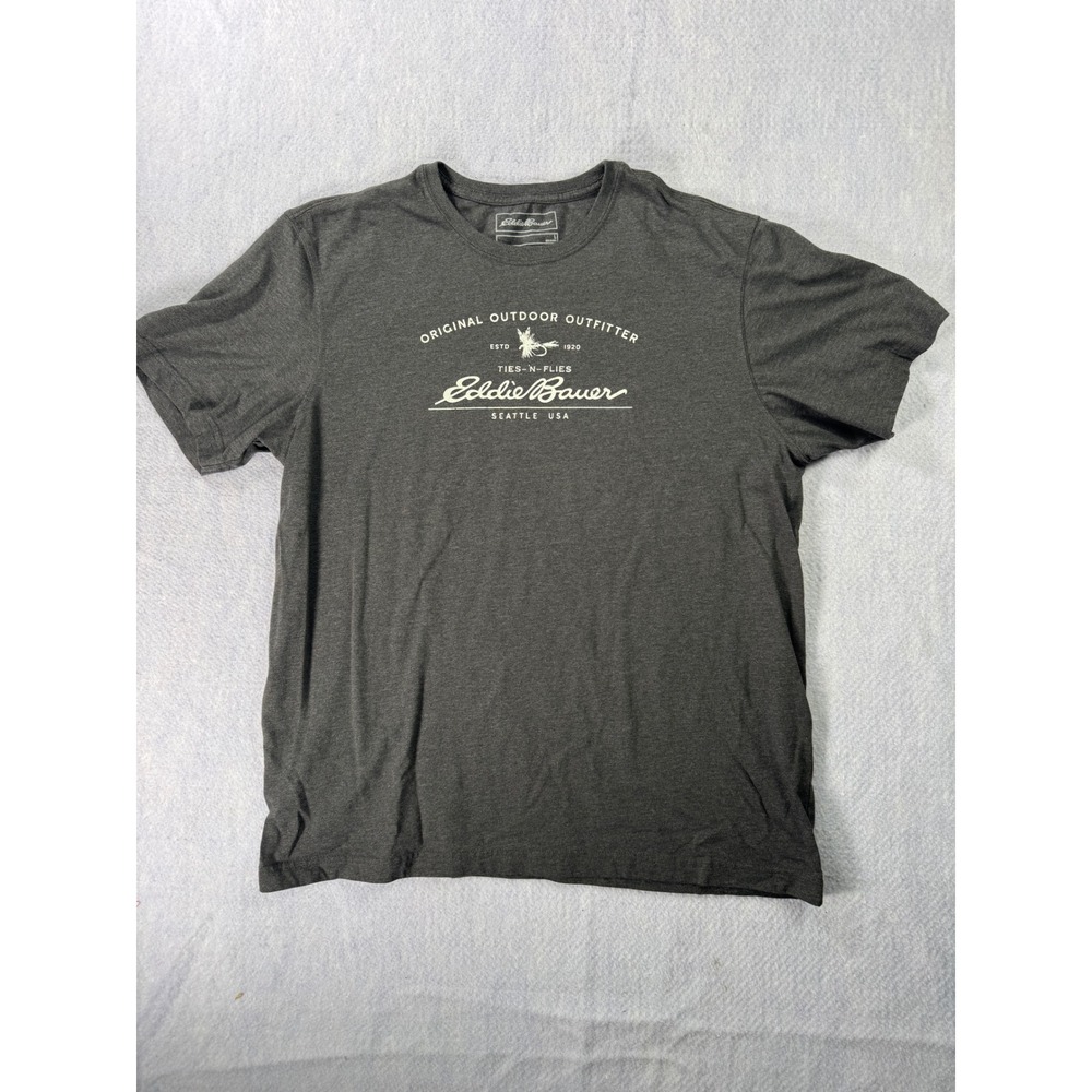 Eddie Bauer Mens Large Gray Graphic T-Shirt Original Outdoor Outfitter Seattle